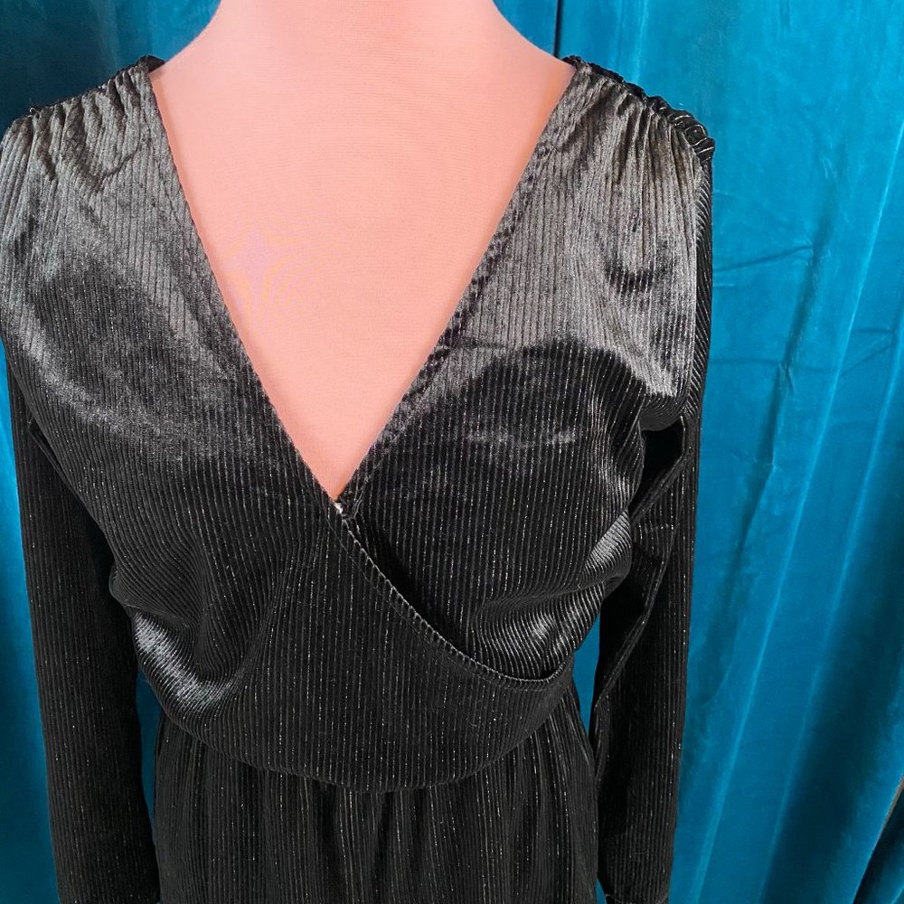 Wild Fable Velour Faux Wrap Romper Black - Picture 4 of 10